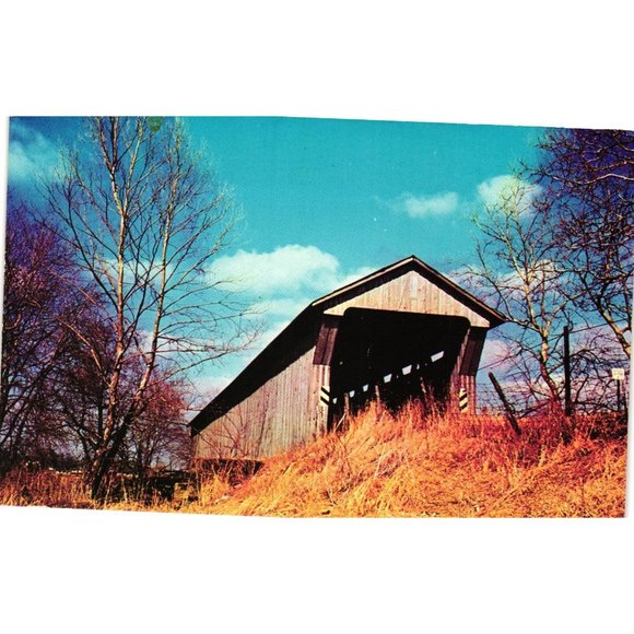 Gone But Not Forgotten Pickaway County Ashville Ohio Covered Bridge Postcard - Picture 1 of 2
